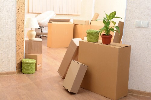 Stacked archive boxes representing document storage in Willesden