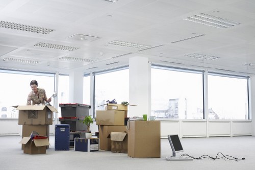 Packed student belongings ready for storage in Willesden